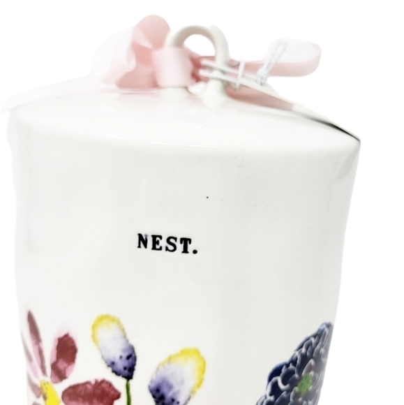 RAE DUNN floral watercolor NEST cylindrical birdhouse NWT - Picture 6 of 6